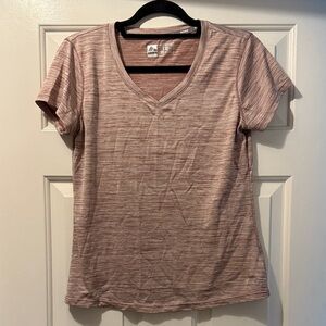 Women's Active Pink Striped V-Neck Top